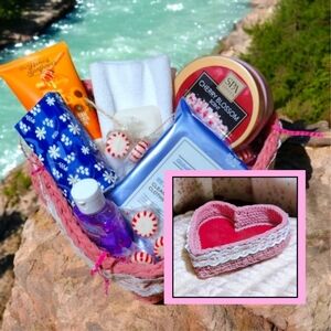 Handmade Welcome Heart Home Guest Gift Supplies Basket